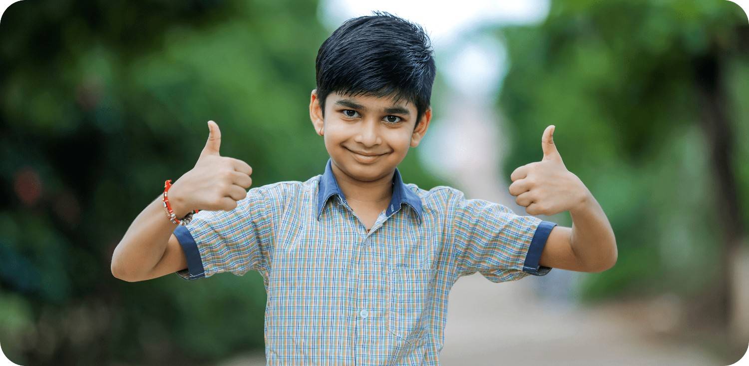 Student thumbs up